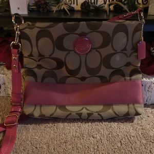 Coach tan and dusty pink cross body bag!!